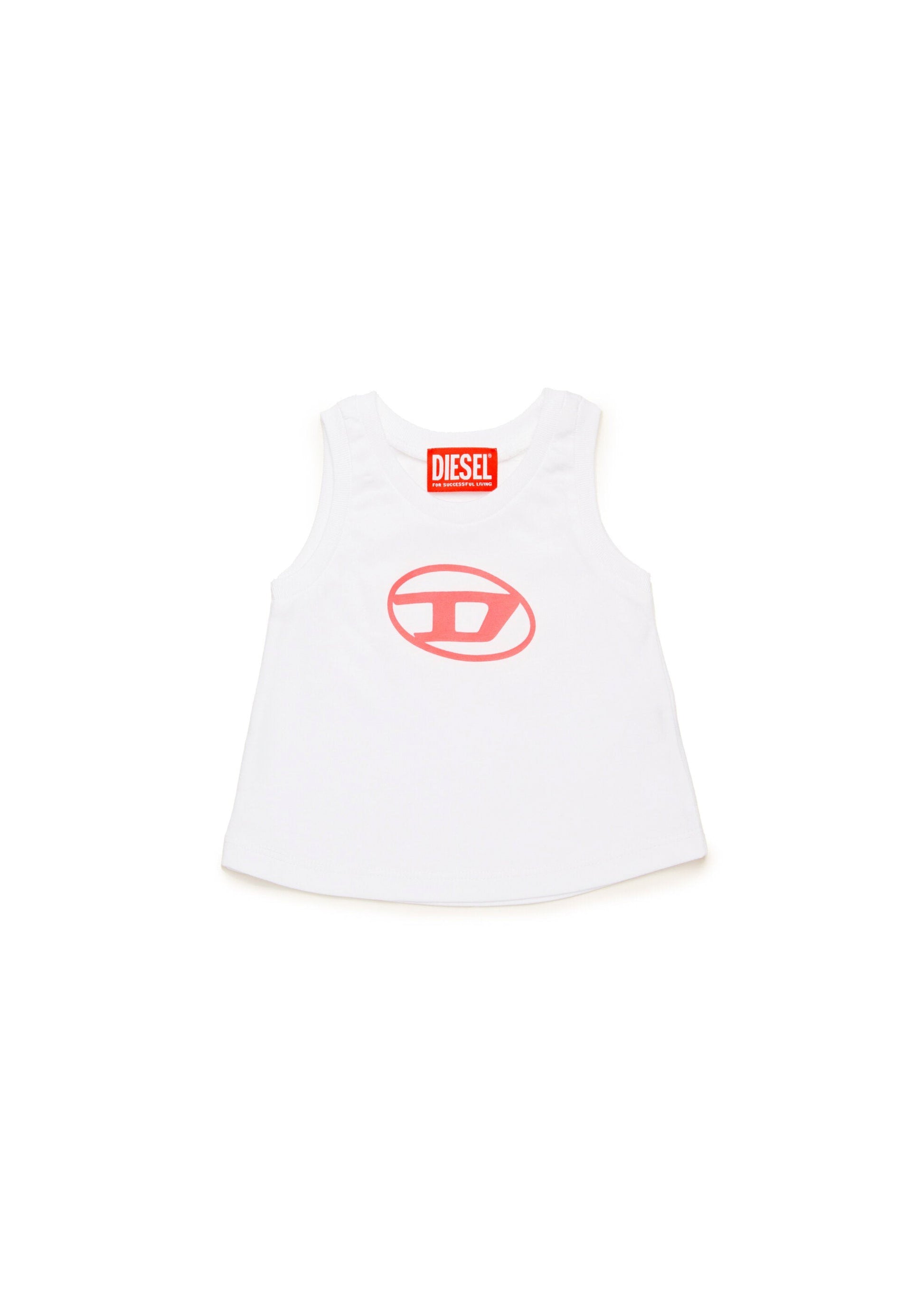 Diesel Kids Canotta Bianca con Oval D per Neonate