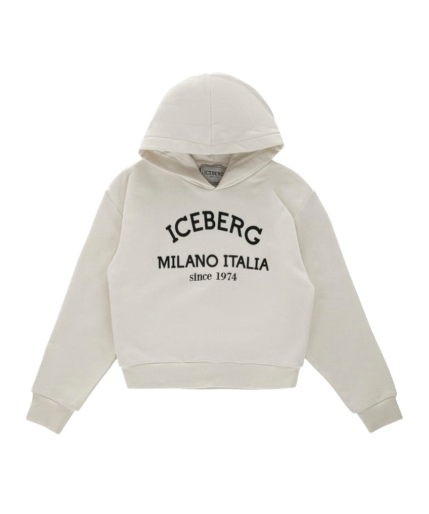 Iceberg Kids Felpa Bianca con Cappuccio con Stampa