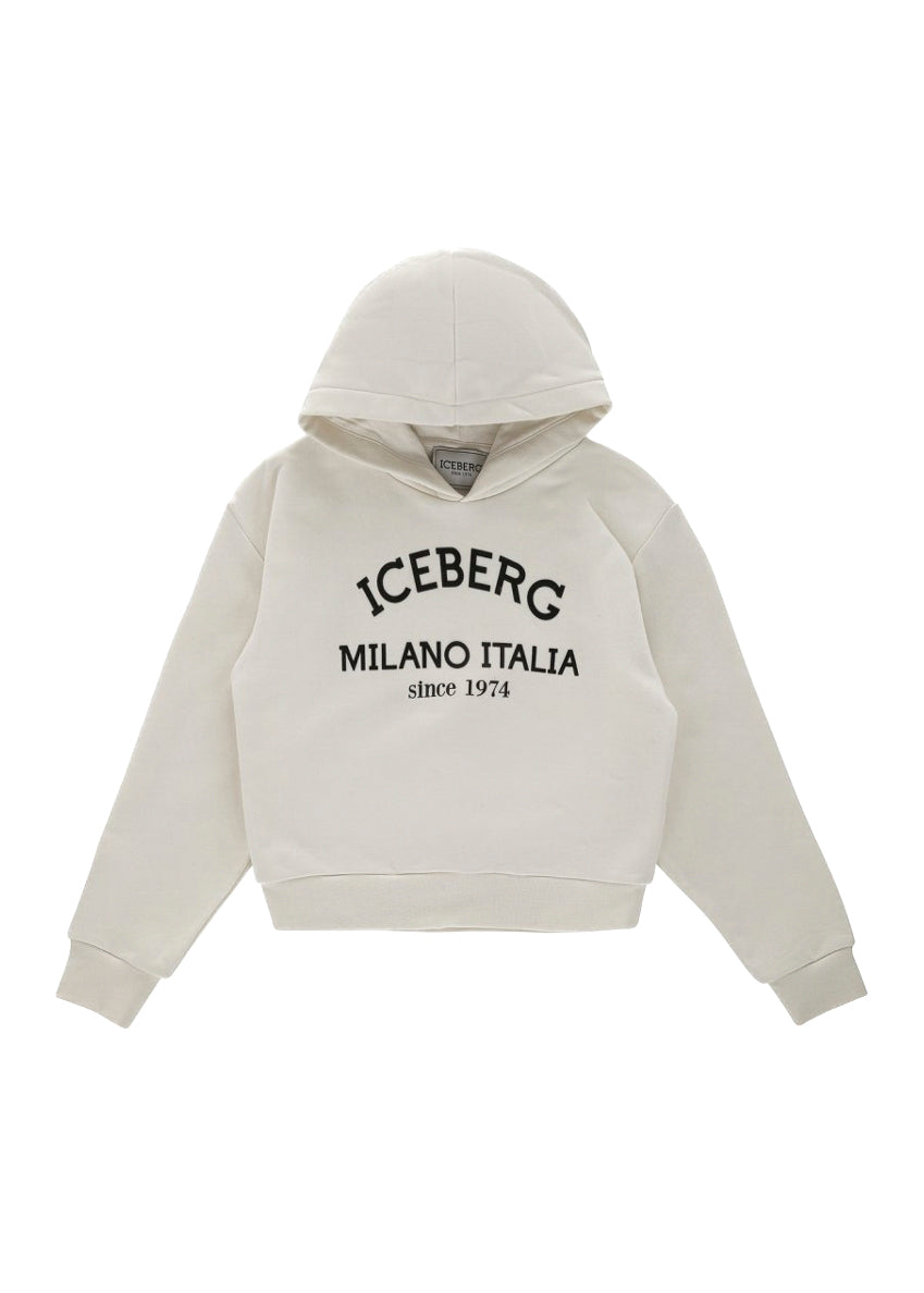 Iceberg Kids Felpa Bianca con Cappuccio con Stampa