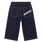 Elisabetta Franchi La Mia Bambina Pantalone in Denim Scuro con Logo per Neonate