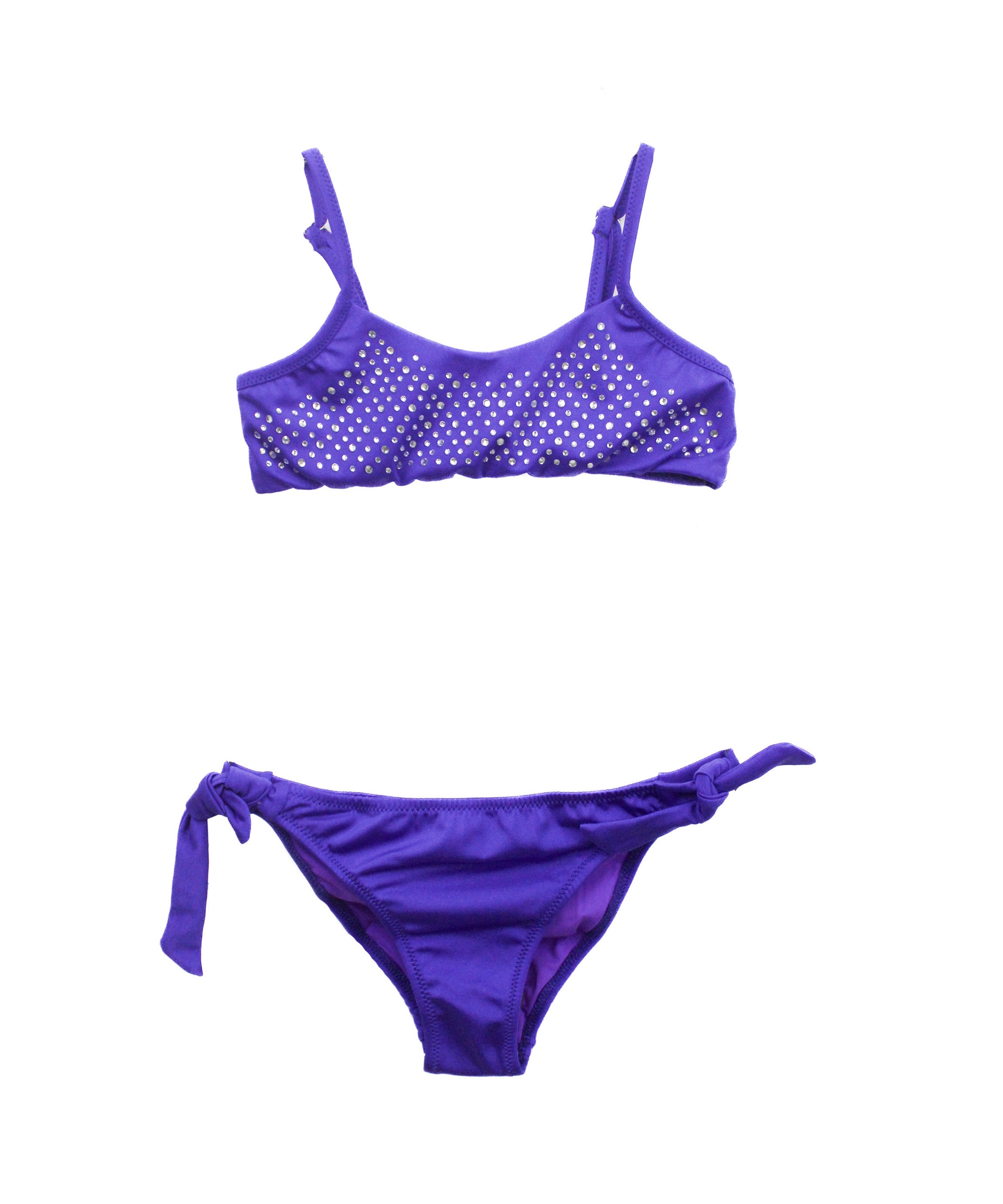 4GIVENESS Costume Bikini Viola a Fascia con Strass per Bambine 