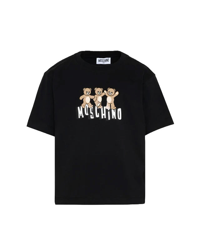 Moschino Kids Maxi T-Shirt Nero con Teddy Bear per Bambini