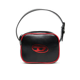 Diesel Kids Borsa Nera con Logo Oval D a Contrasto e Dettagli Rossi a Contrasto per Bambine