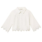 Twinset Kids Camicia Off-White con Dettagli in Pizzo per Bambine e Neonate