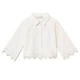 Twinset Kids Camicia Off-White con Dettagli in Pizzo per Bambine e Neonate