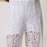 Twinset Kids Pantaloni Bianchi in Pizzo Macramè per Bambine
