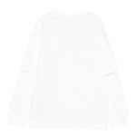 Yes London Kids T-Shirt Bianca Doppia Manica Lunga Total White con Targhetta Logo per Bambini
