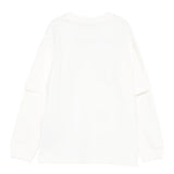 Yes London Kids T-Shirt Bianca Doppia Manica Lunga Total White con Targhetta Logo per Bambini
