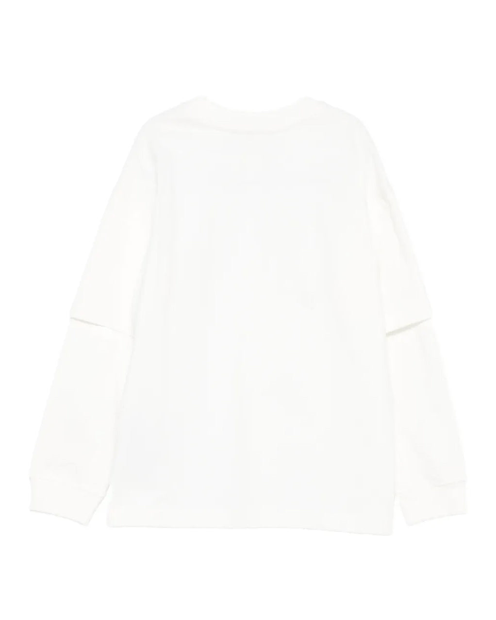 Yes London Kids T-Shirt Bianca Doppia Manica Lunga Total White con Targhetta Logo per Bambini
