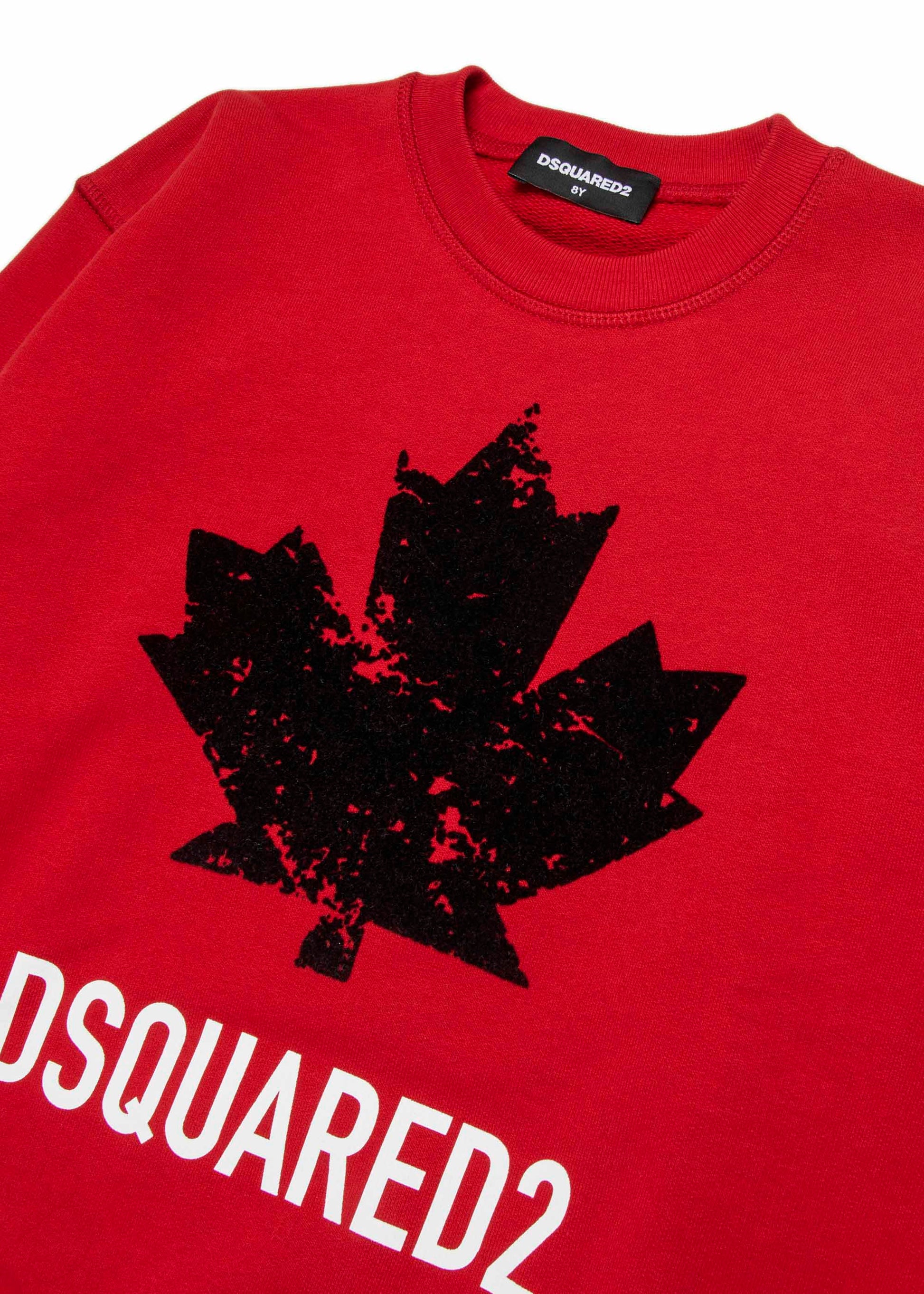 Dsquared2 Kids Felpa Girocollo Rossa con Logo Sport per Bambini