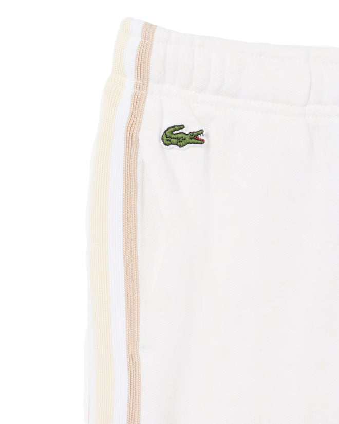 Lacoste Kids Pantalone Bianco e Beige con Logo per Bambini