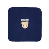 Moschino Kids Copertina Blu Navy in Cotone con Stampa Teddy Bear e Logo per Neonati