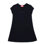 Diesel Kids Abito Nero con Logo Oval D per Bambine