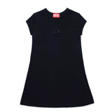 Diesel Kids Abito Nero con Logo Oval D per Bambine