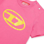 Diesel Kids T-Shirt Fucsia con Logo Oval D per Neonate