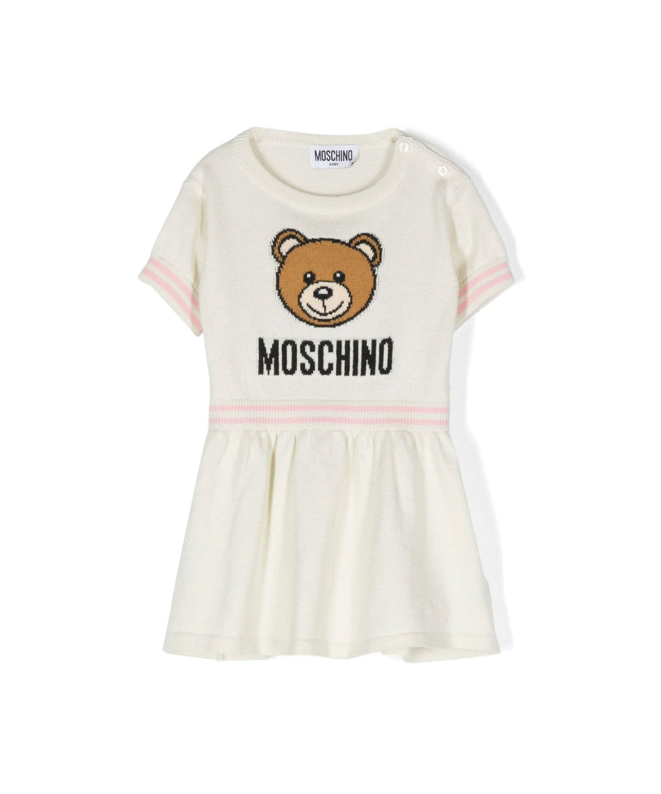 Moschino Kids Abito Panna con Teddy Bear per Neonate