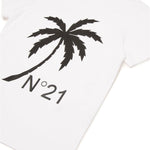 N°21 Kids T-shirt Bianca con Stampa Palm Tree per Bambini