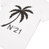 N°21 Kids T-shirt Bianca con Stampa Palm Tree per Bambini