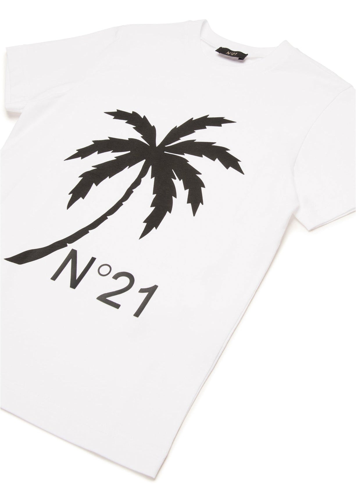 N°21 Kids T-shirt Bianca con Stampa Palm Tree per Bambini