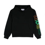 Moschino Kids Felpa Nera con Cappuccio e Stampa per Bambini