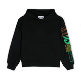 Moschino Kids Felpa Nera con Cappuccio e Stampa per Bambini