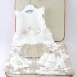 Marlu Corredino Bianco/Sabbia con Completo per Neonate