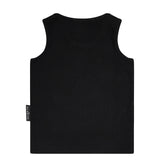 John Richmond Kids Canotta Nera a Coste con Logo per Bambini