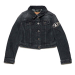 Diesel Kids Giubbino Denim Nero con Oval D per Bambine
