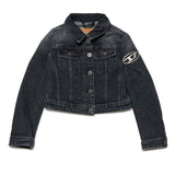 Diesel Kids Giubbino Denim Nero con Oval D per Bambine