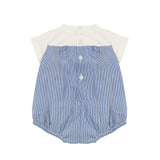 Elisabetta Franchi La Mia Bambina Pagliaccetto Avorio/ Azzurro con Motivo a Righe per Neonate