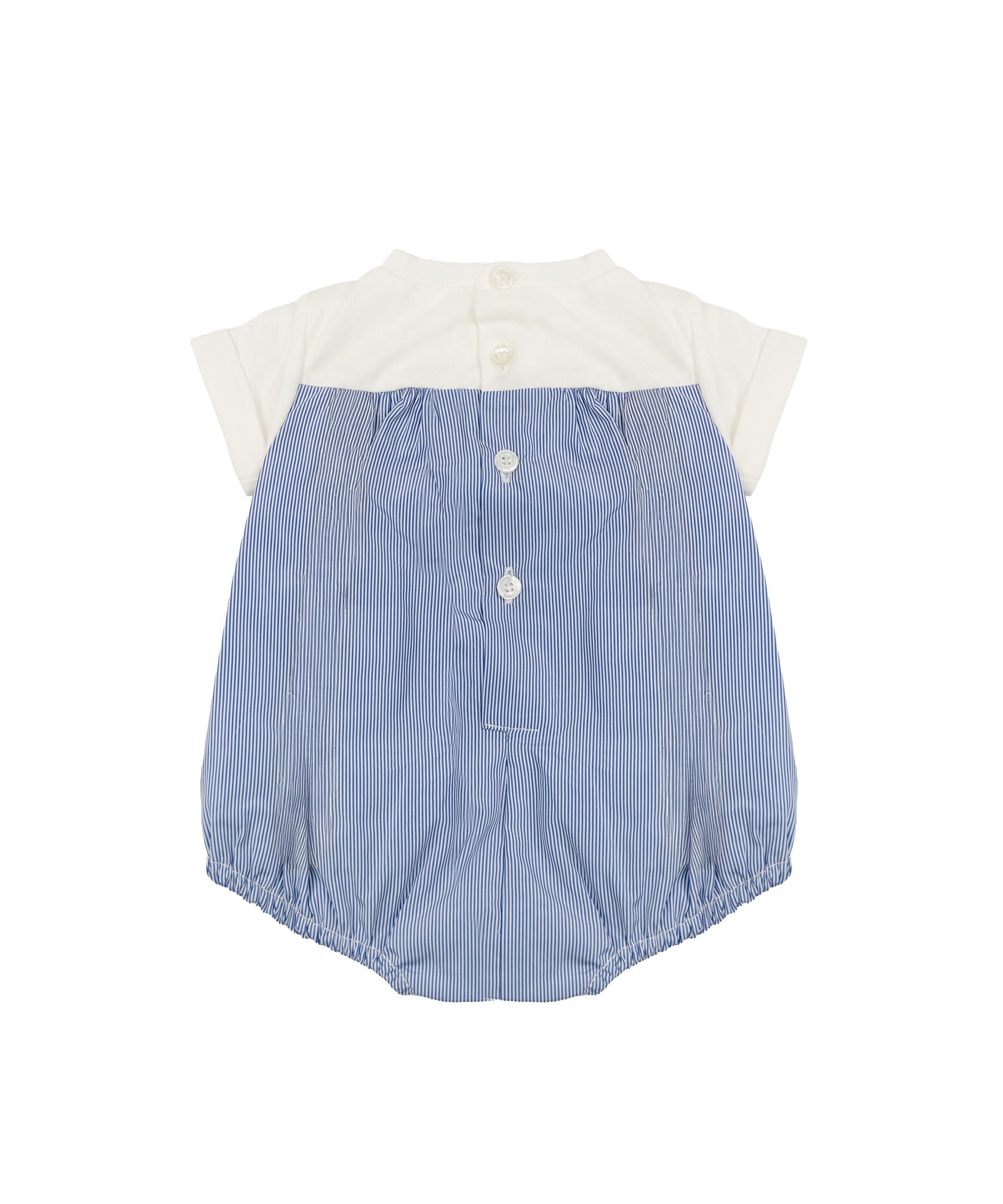 Elisabetta Franchi La Mia Bambina Pagliaccetto Avorio/ Azzurro con Motivo a Righe per Neonate