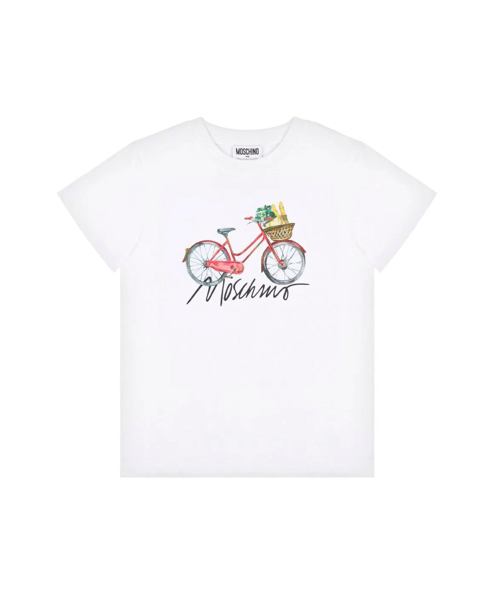 Moschino Kids T-Shirt Bianca con Stampa per Bambine
