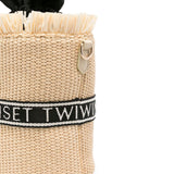 Twinset Kids Borsa a Secchiello Effetto Rafia con Logo