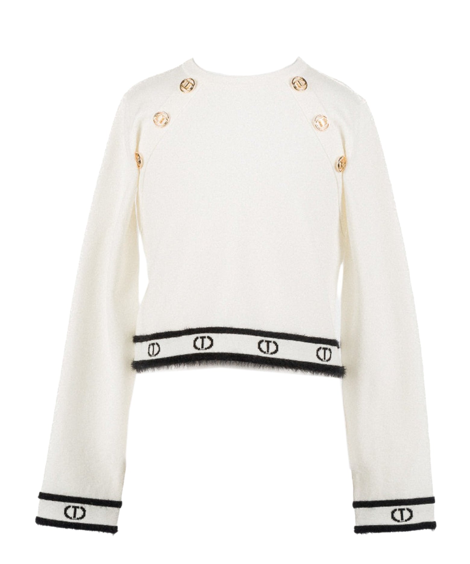 Twinset Kids Maglia a Maniche Lunghe con Bottoni per Bambine