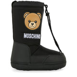 Moschino Kids Stivale da Neve Nero con Logo Teddy per Bambine