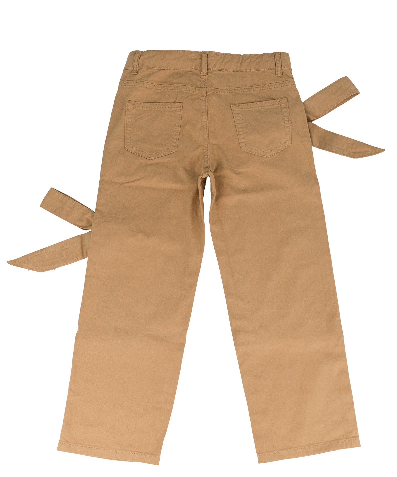 Vicolo Kids Pantalone in Denim Cammello con Fiocchi per Bambine