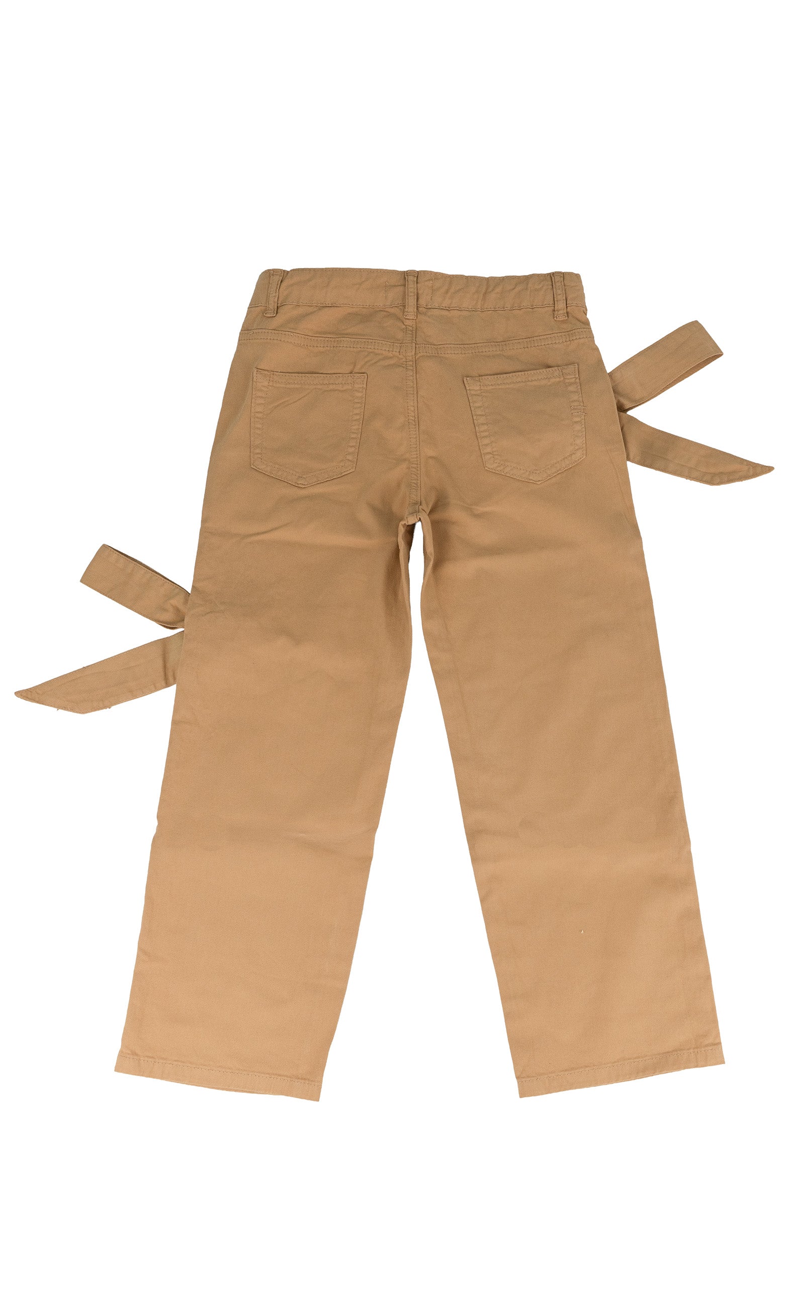 Vicolo Kids Pantalone in Denim Cammello con Fiocchi per Bambine