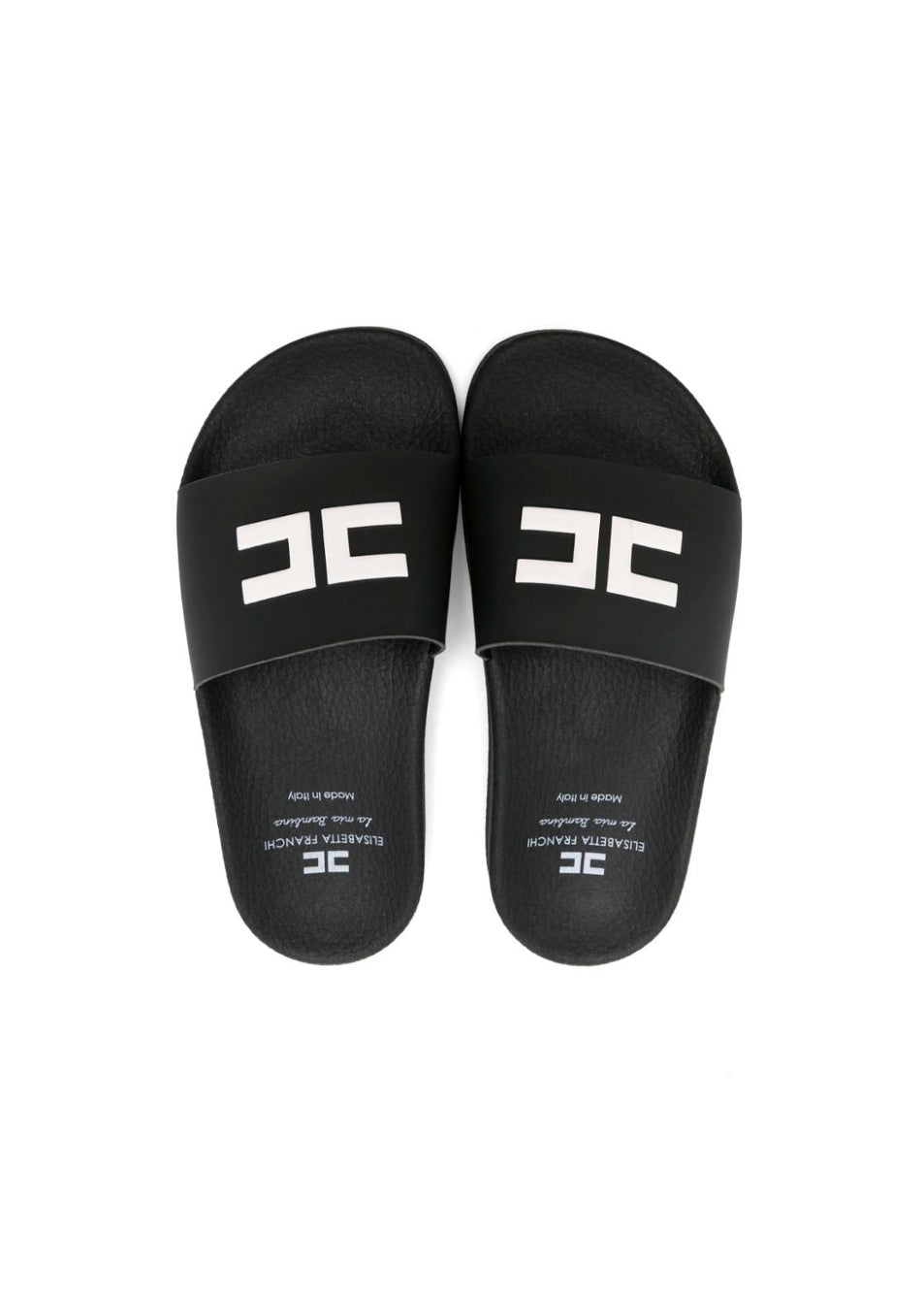 Elisabetta Franchi La Mia Bambina Ciabatta Nera con Logo Jacquard