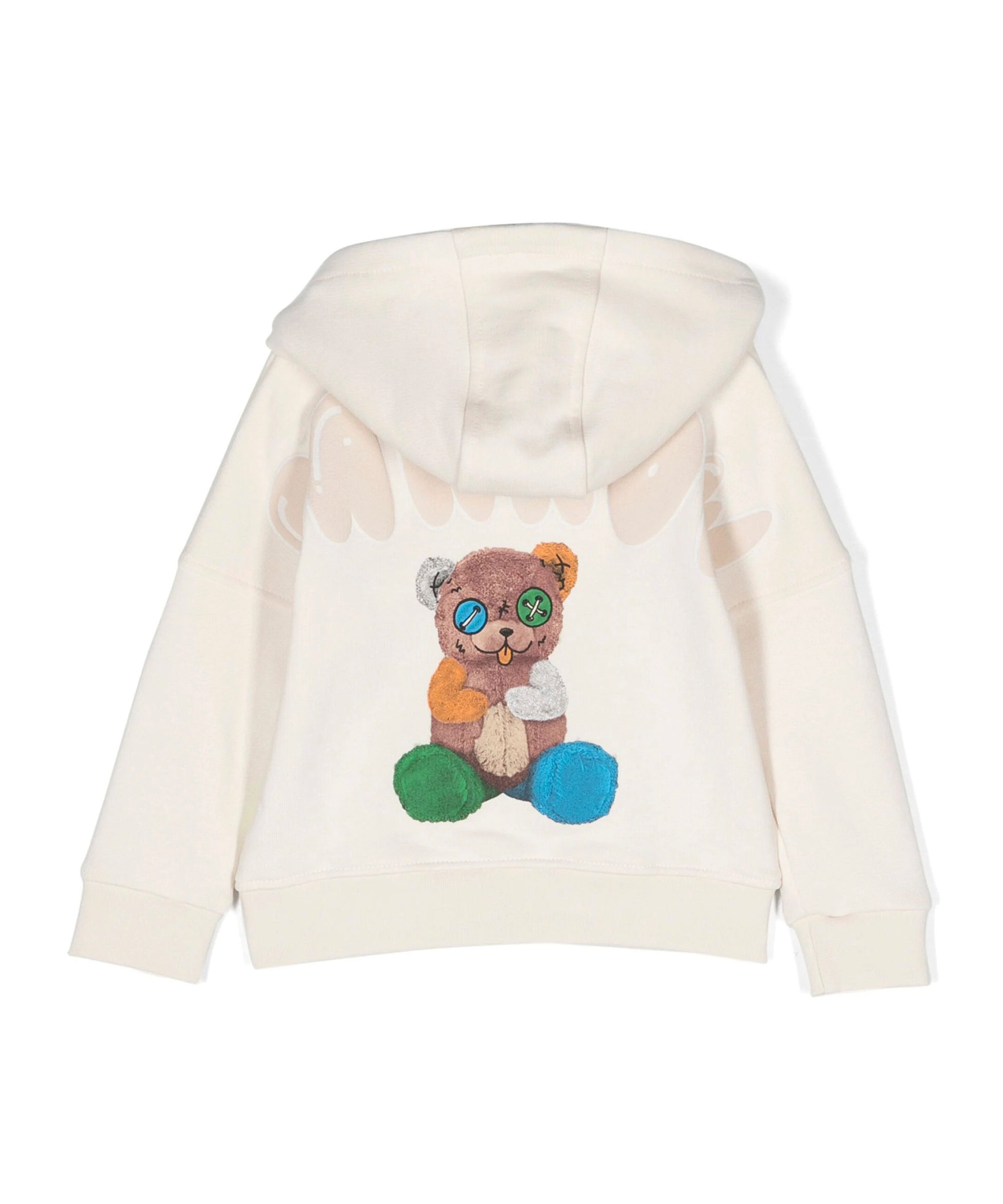 Barrow Kids Felpa con Cappuccio Crema con Stampa Logo e Smile retro