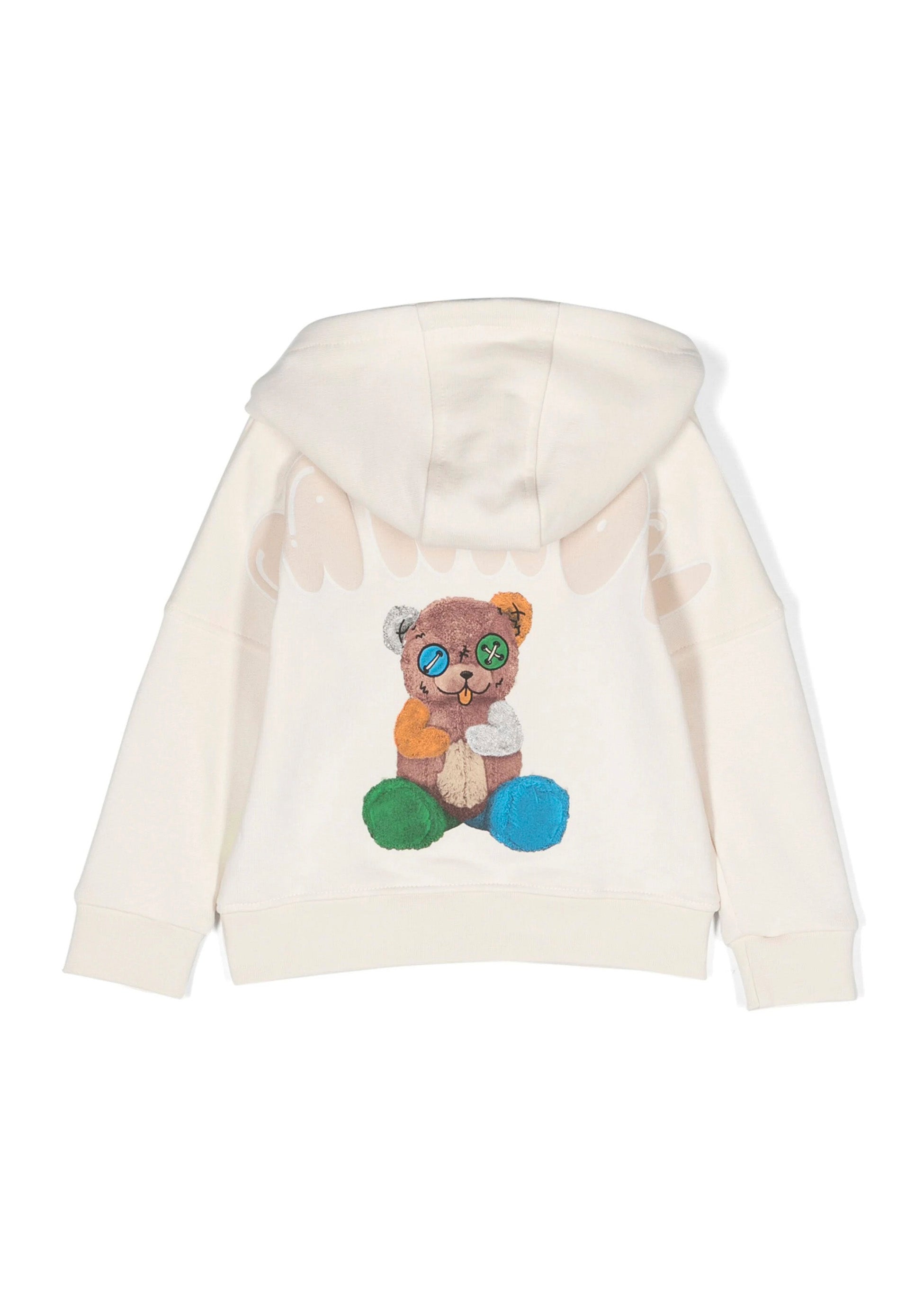 Barrow Kids Felpa con Cappuccio Crema con Stampa Logo e Smile retro