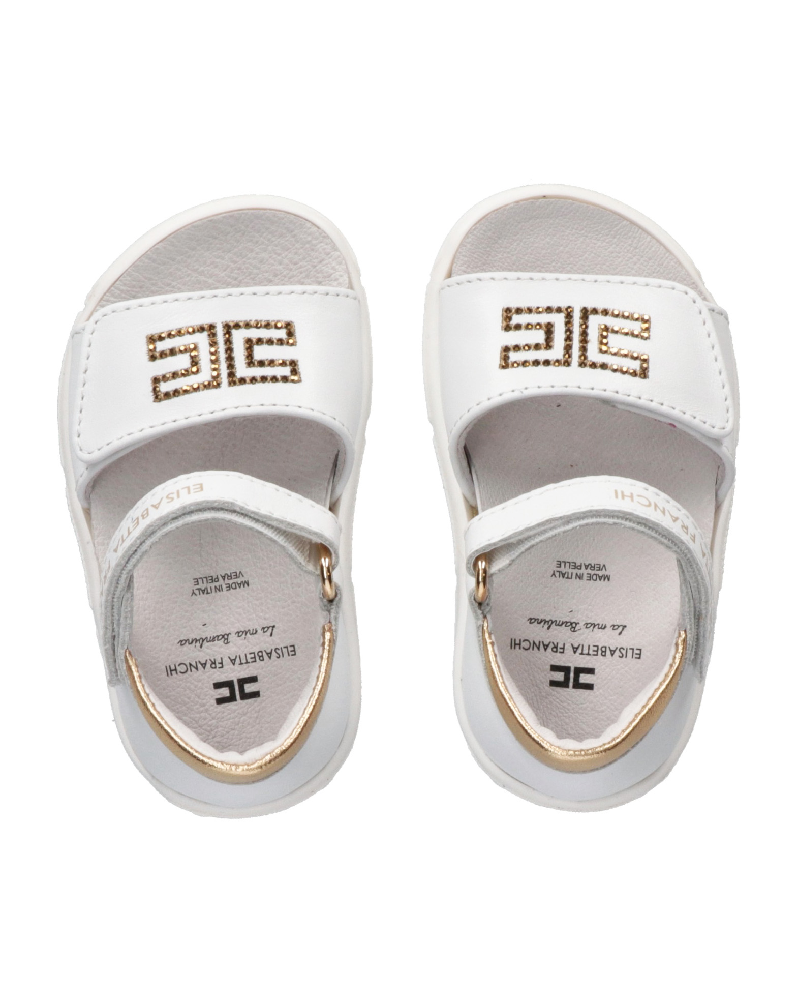 Elisabetta Franchi La Mia Bambina Sandalo Bianco/Oro con Logo per Neonate