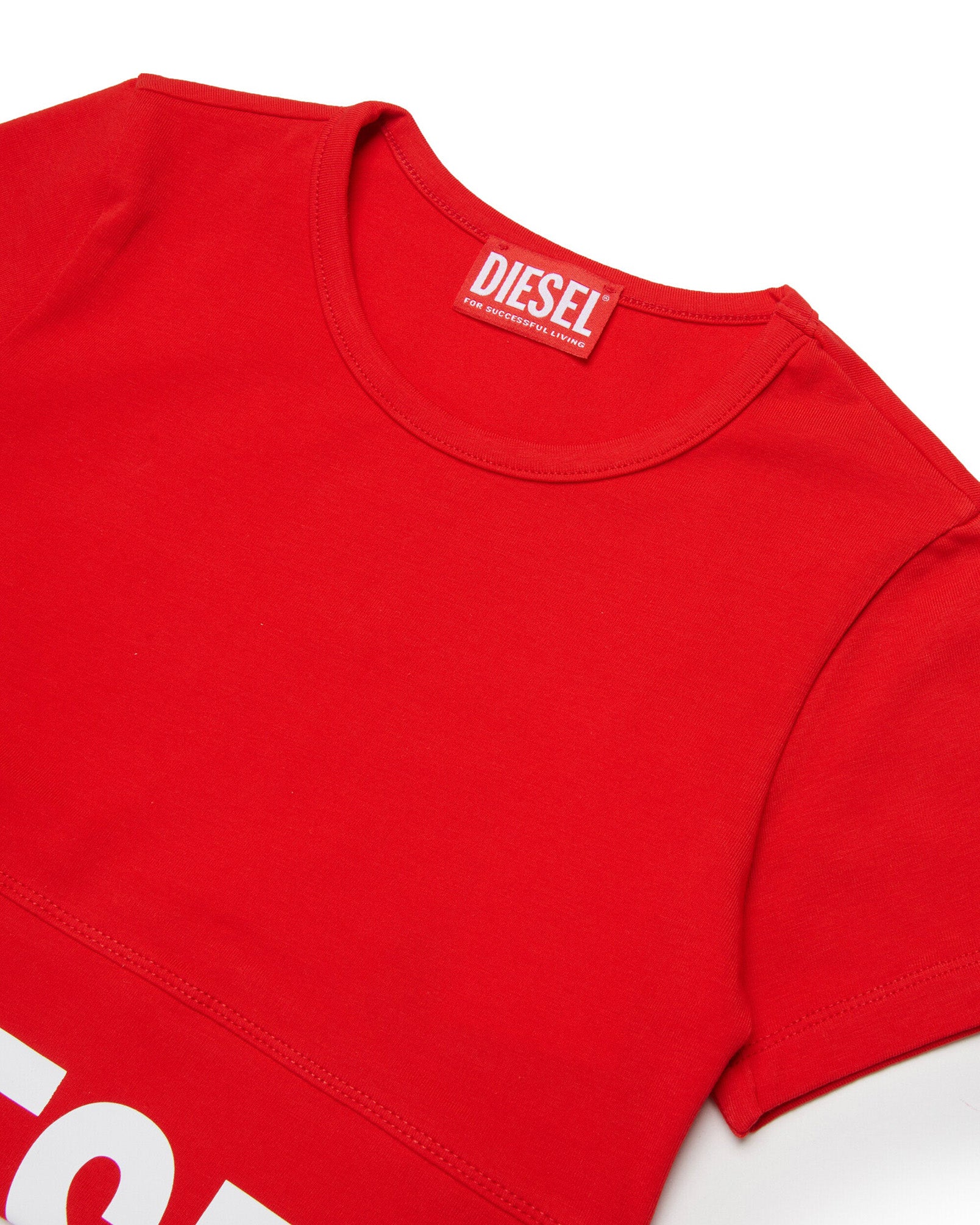 Diesel Kids T-shirt Rossa con Stampa Logo a Contrasto per Bambine