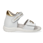 Elisabetta Franchi La Mia Bambina Sandalo Bianco/Oro con Logo per Neonate