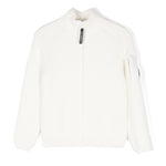 C.P. Company Kids Maglione Bianco con Zip a Coste per Bambini
