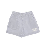 Elisabetta Franchi La Mia Bambina Short a Righe Blu con Dettaglio Logo Avorio per Bambine