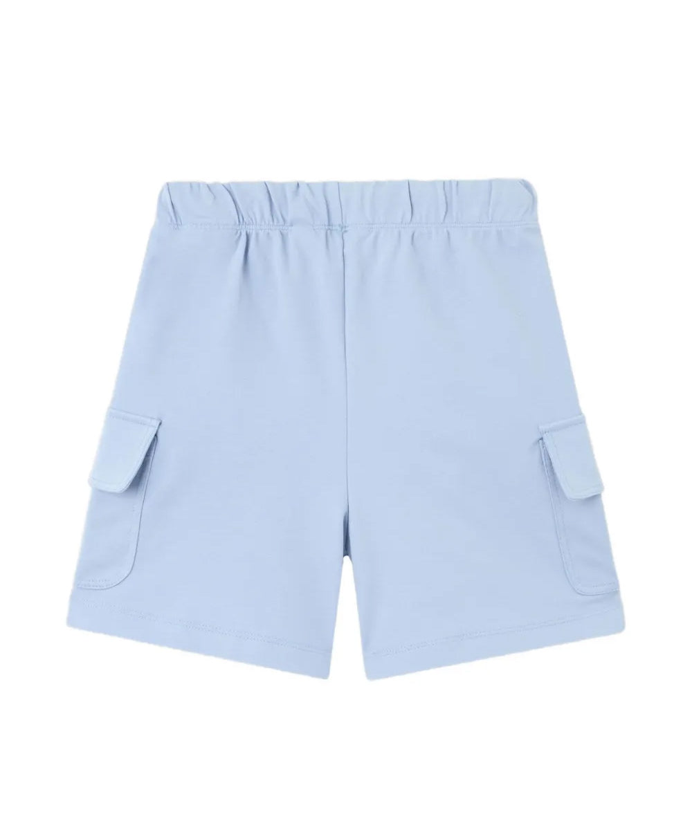 Palm Angels Kids Short Cargo Blu con Logo per Bambini