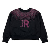 John Richmond Kids Felpa Nero con Strass Logo Rosa per Bambine