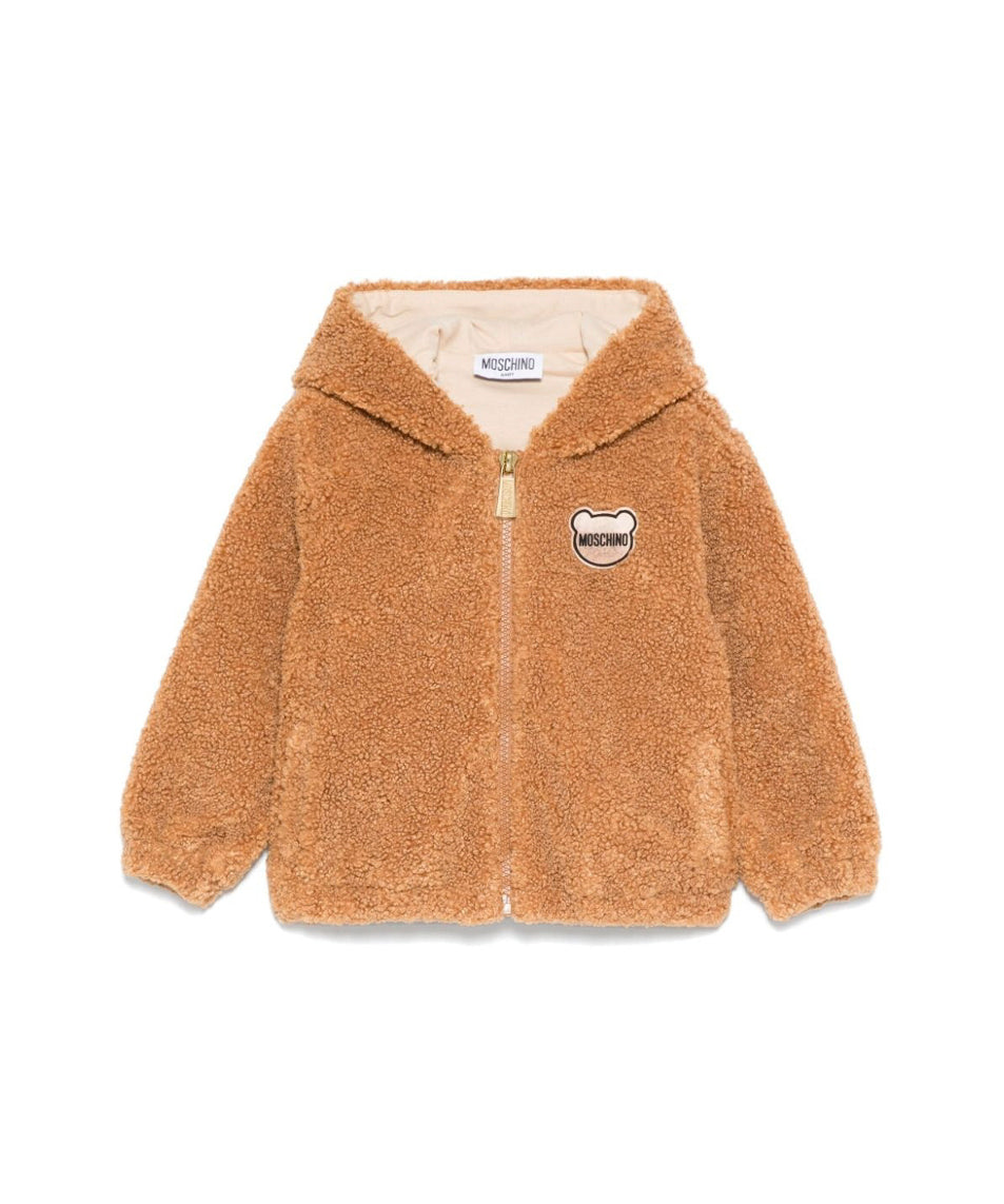 Moschino Kids Giubbino in Shearling Marrone per Neonati