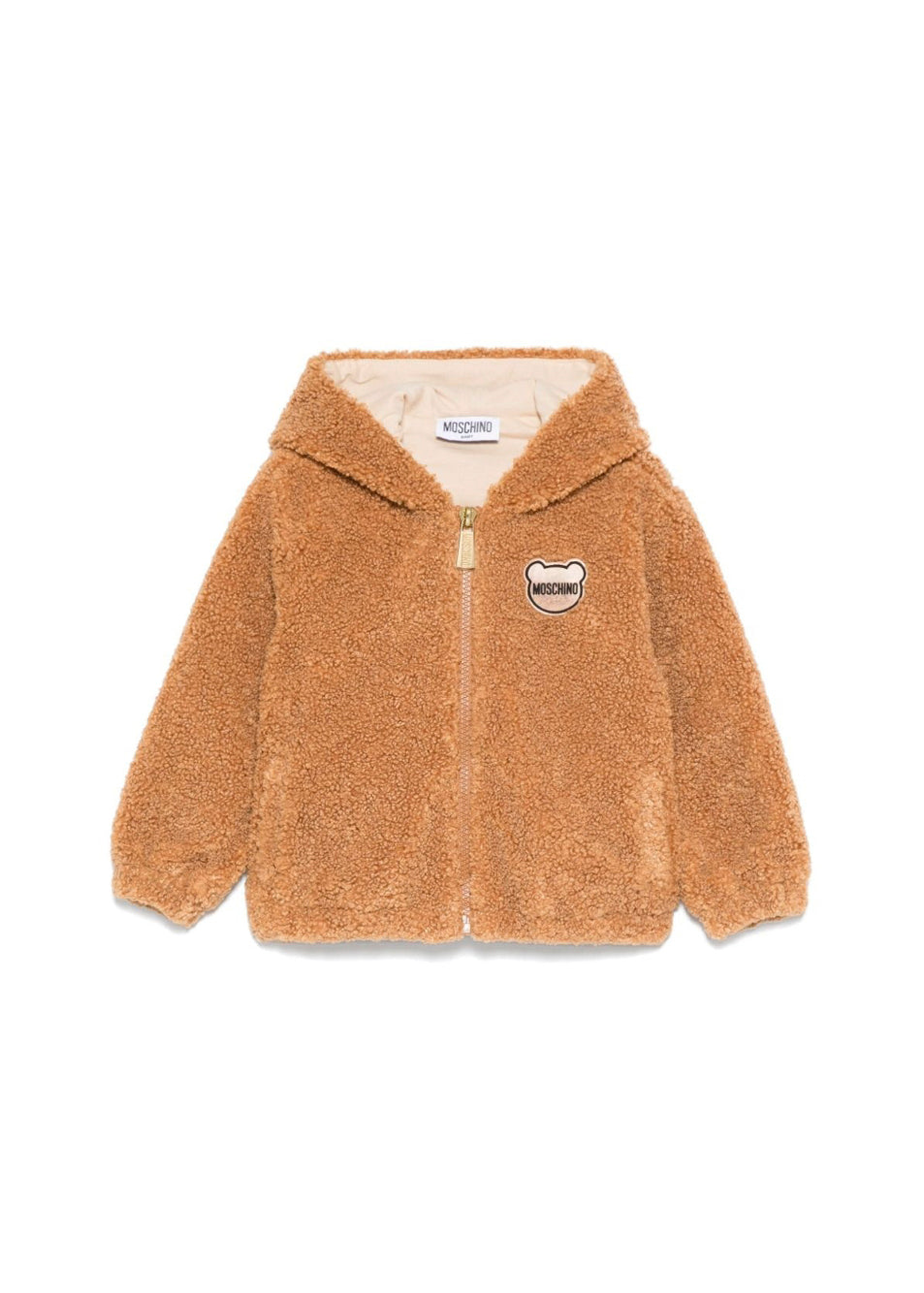 Moschino Kids Giubbino in Shearling Marrone per Neonati