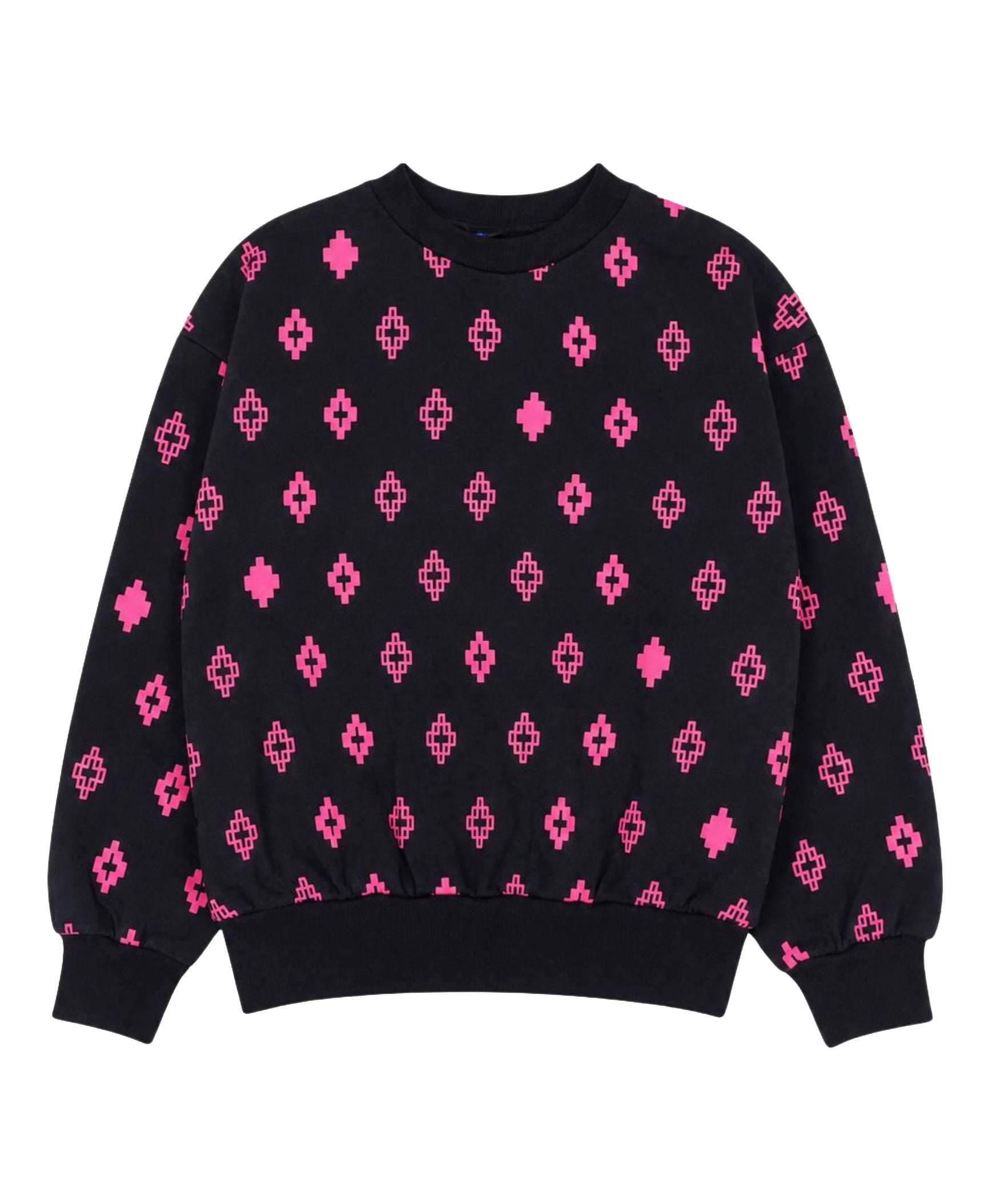 Marcelo Burlon County of Milan Kids Felpa Nero All-Over Fucsia per Bambine